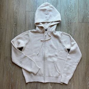 Brandy Melville Cream Knit Zip Hoodie
